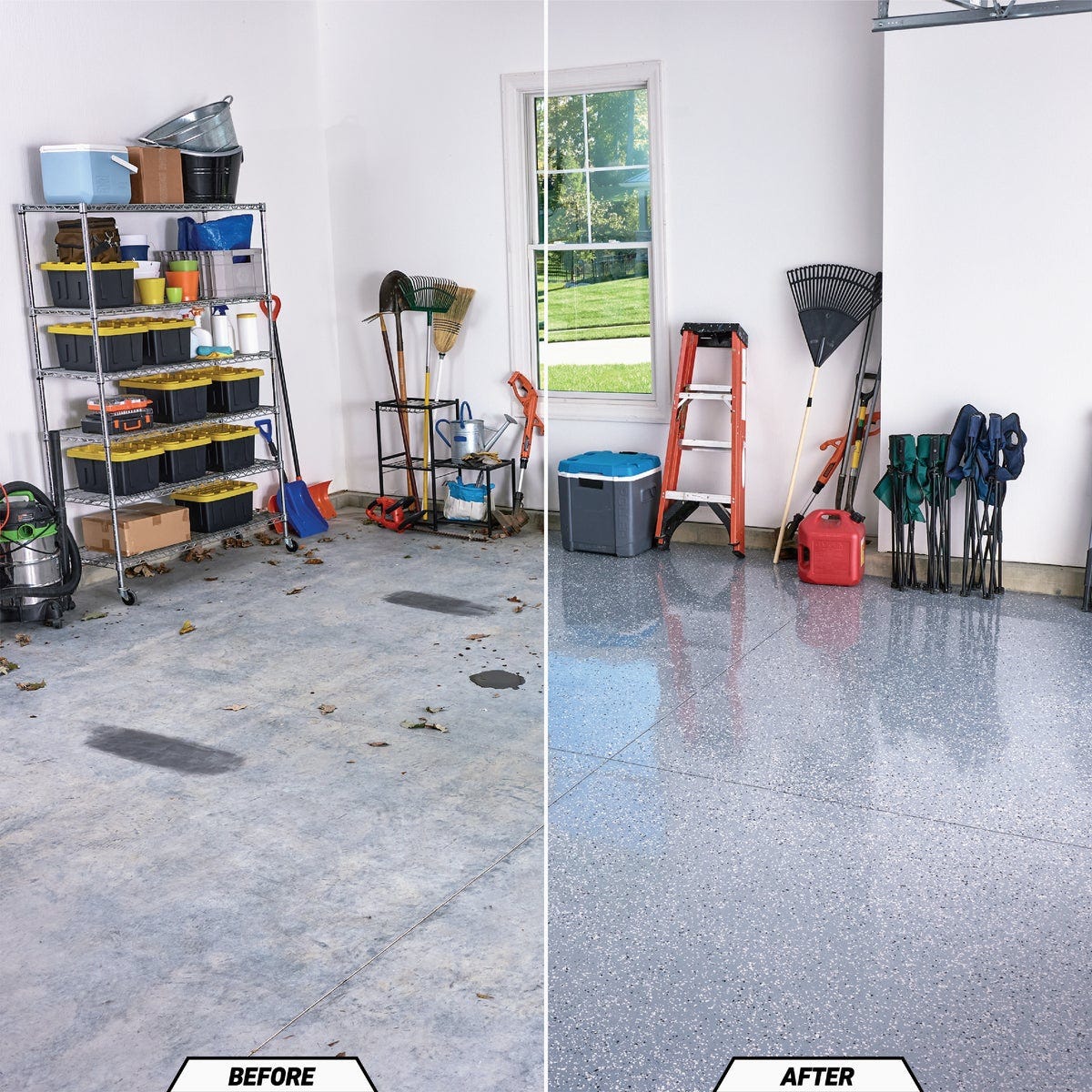 Garage floor before coating