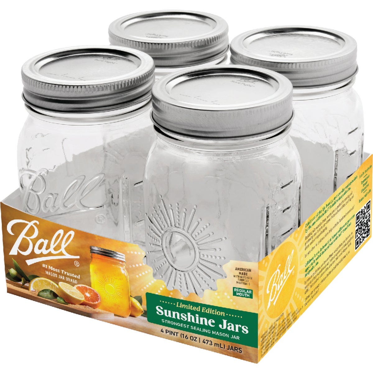 Ball 16 Oz. Limited Edition Sunshine Pint Mason Jar (4-Pack) - photo 2