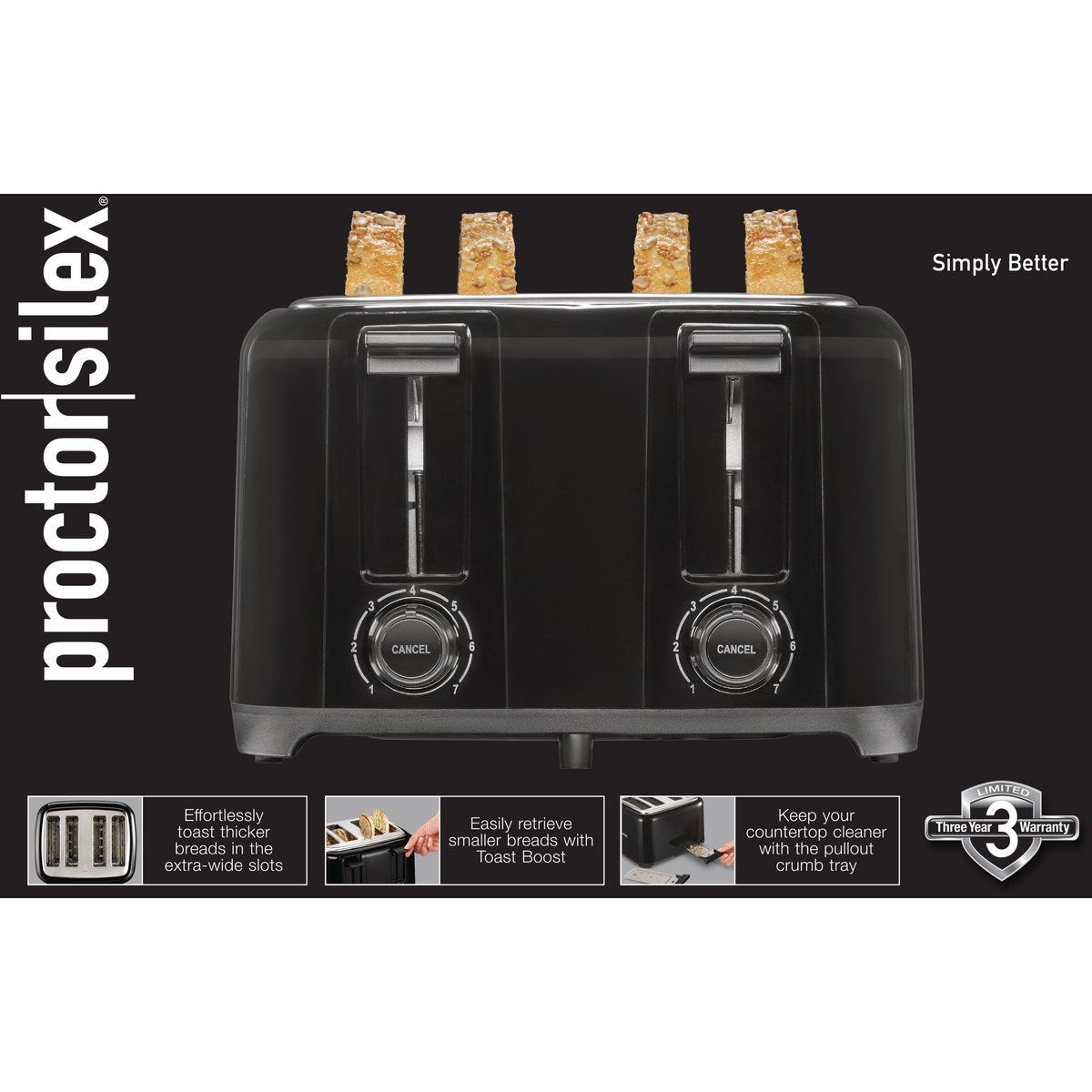 Proctor Silex Extra-Wide 4-Slot Toaster - Black - photo 2 Proctor Silex Extra-Wide 4-Slot Toaster - Black - photo 2