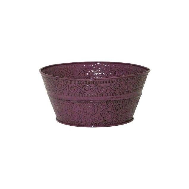 Robert Allen 8 In. Embossed Purple Metal Bowl Planter