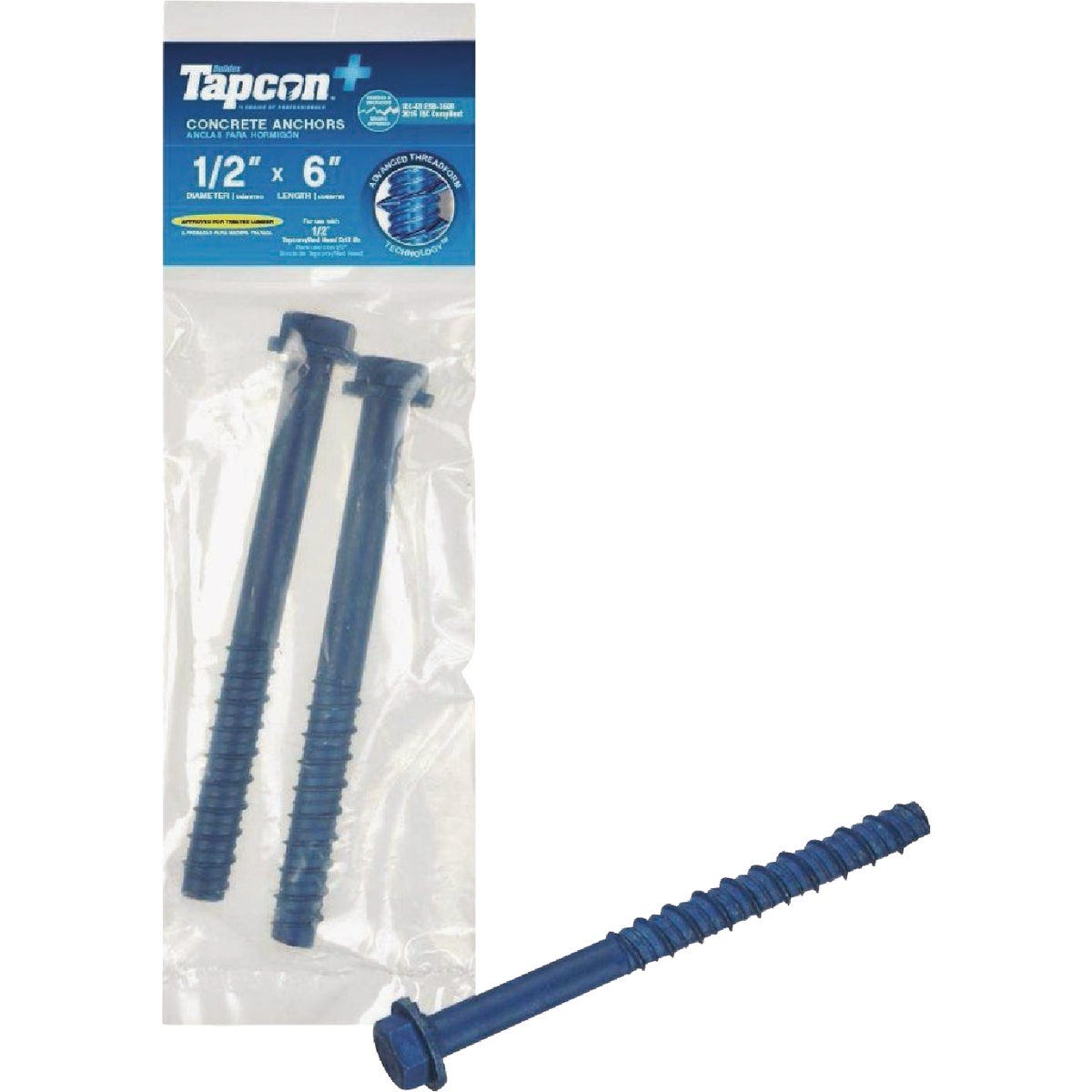 Tapcon 1/2 In. x 6 In. Hex Washer Concrete Screw Anchor (2-Count) Tapcon 1/2 In. x 6 In. Hex Washer Concrete Screw Anchor (2-Count)