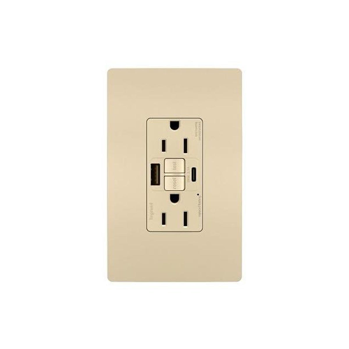 Legrand Pass & Seymour Radiant 15A Ivory Tamper-Resistant Self-Test GFCI USB Type-A/C Outlet - photo 2 Legrand Pass & Seymour Radiant 15A Ivory Tamper-Resistant Self-Test GFCI USB Type-A/C Outlet - photo 2