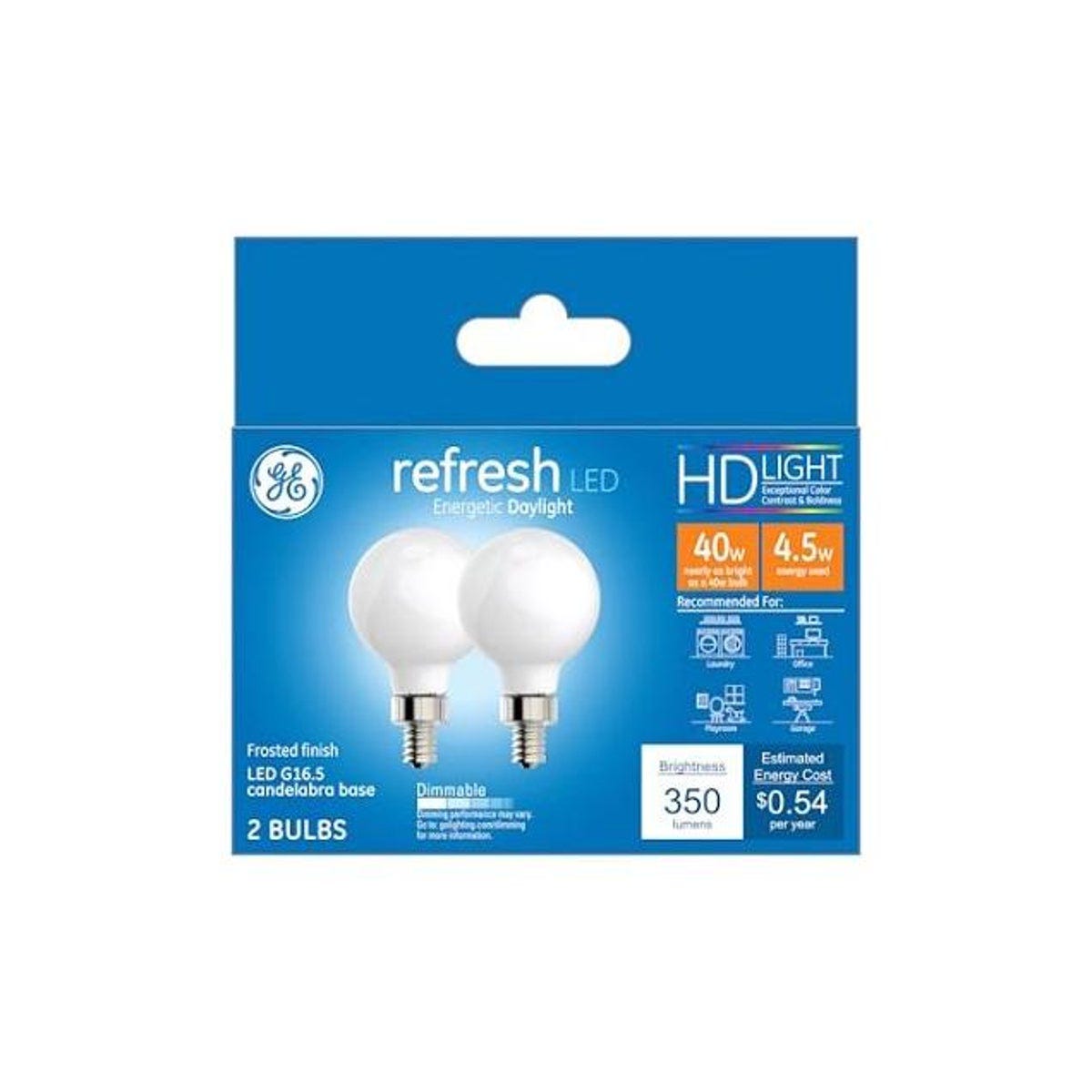 GE 2-Pack 4.5W 350 Lumens LED Globe Light Bulbs