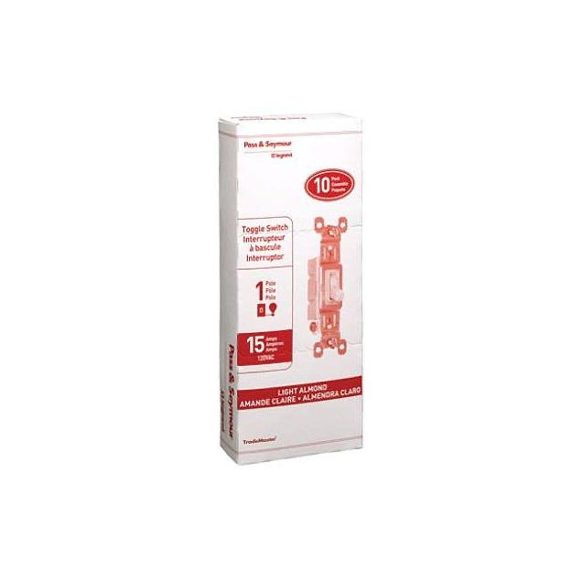 Legrand Pass & Seymour 15A 120V Light Almond Single Pole Grounding Switch Legrand Pass & Seymour 15A 120V Light Almond Single Pole Grounding Switch