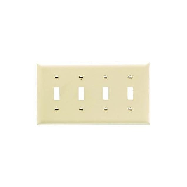 Legrand Trademaster 4-Gang Nylon Toggle Switch Wall Plate, Ivory