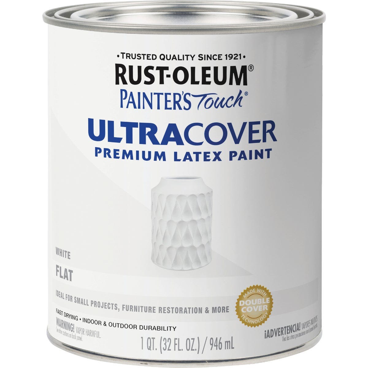 Rust-Oleum Painter's Touch 2X Ultra Cover Premium Latex Paint, Flat White, 1 Qt. - photo 2
