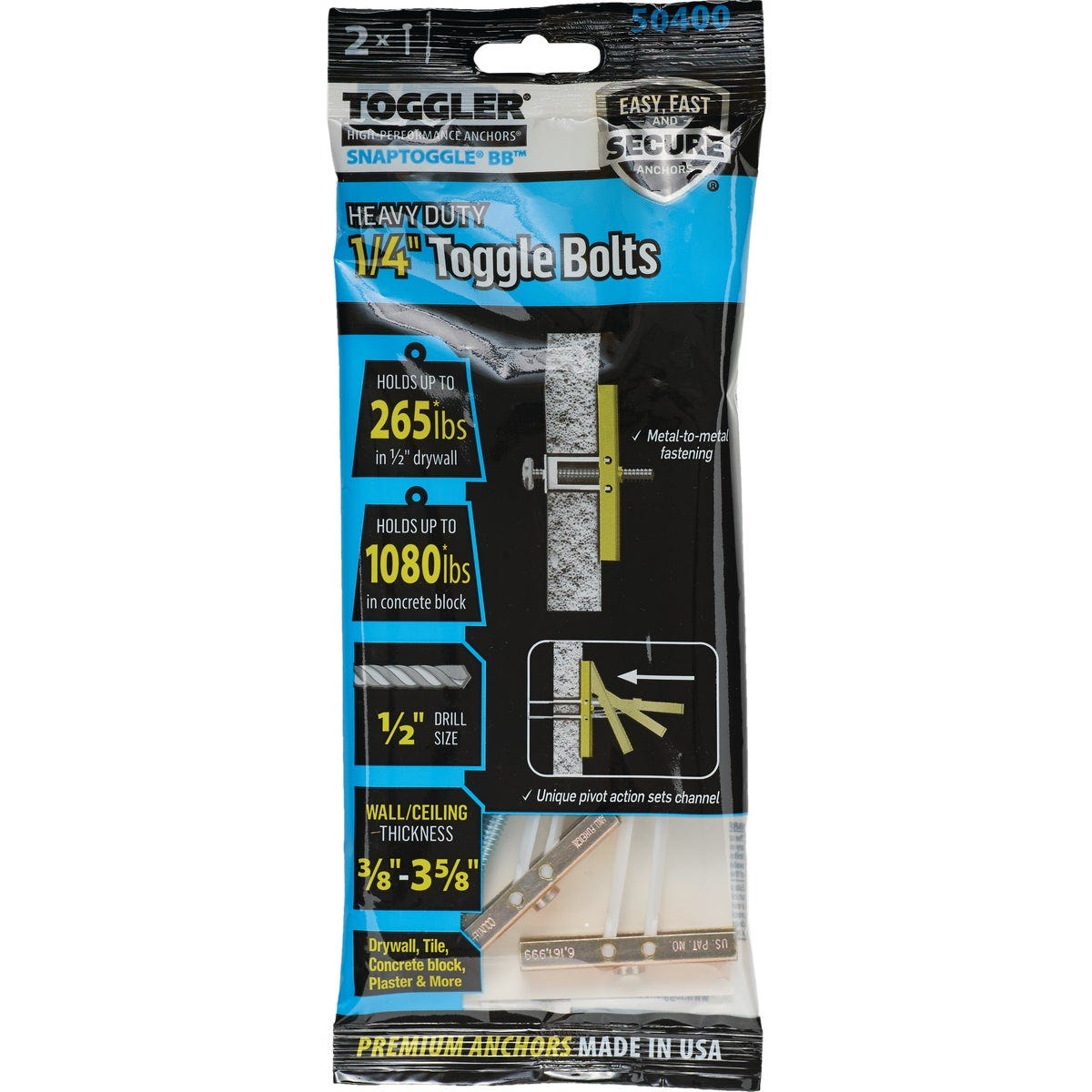 Toggler Snaptoggle 1/4 In.-24 x 2 In. Toggle Bolt (2-Count)