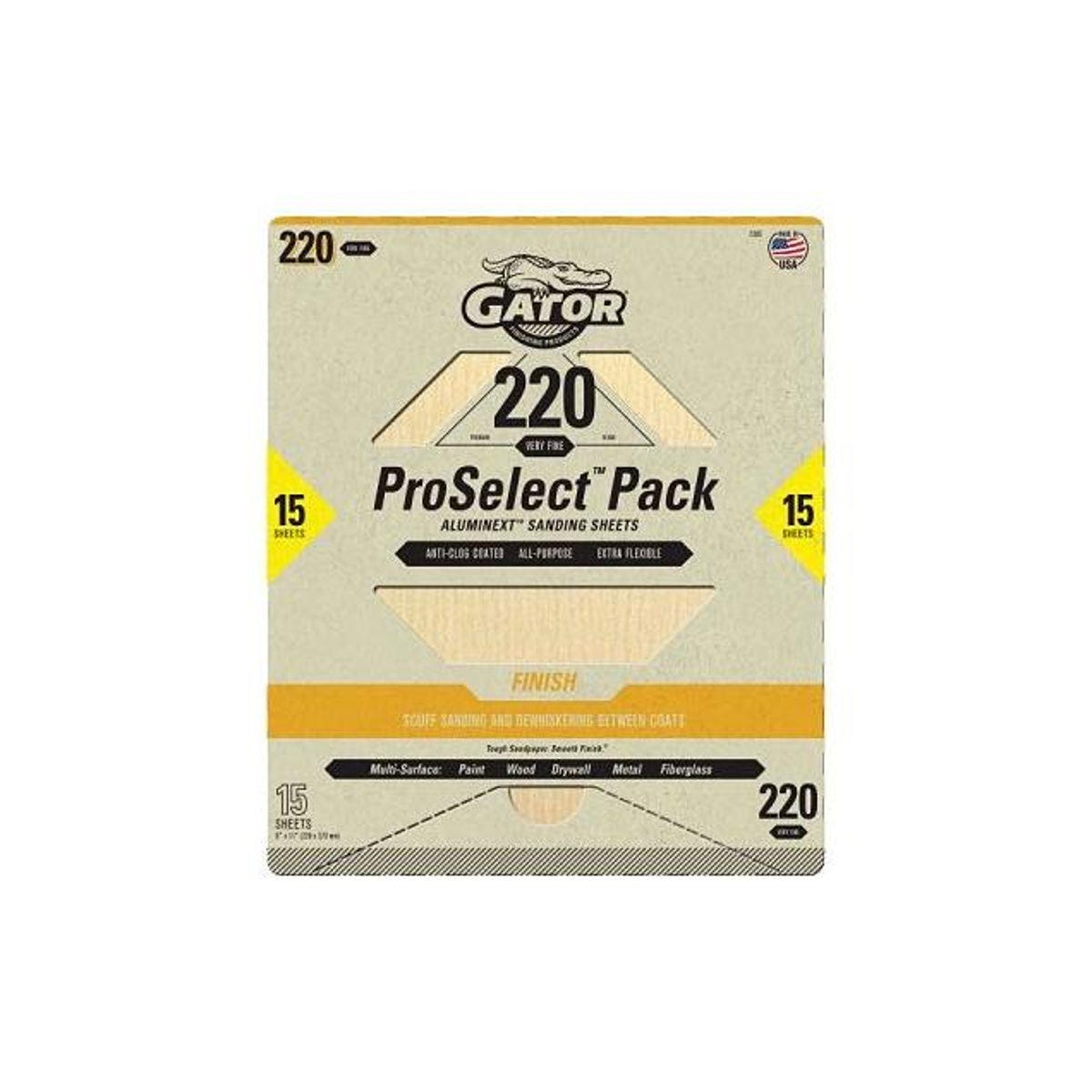 Gator 9 In. x 11 In. 220-Grit Premium Sandpaper Sheets (15-Pack)