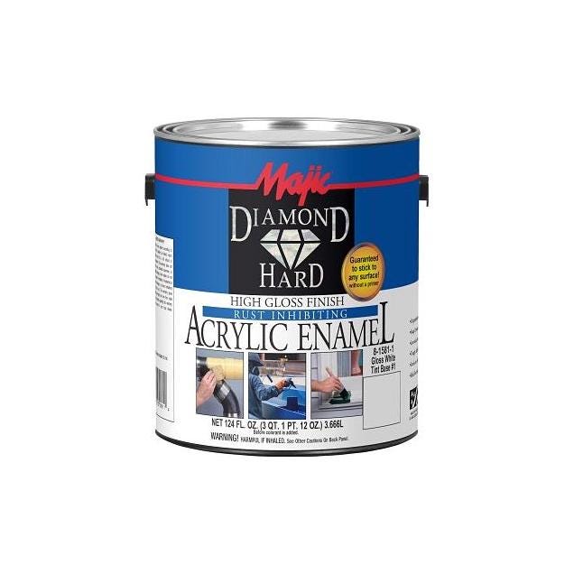 Majic Diamondhard Anti-Rust Acrylic Enamel Paint, High Gloss White, Tint Base 1, 1 Gal.