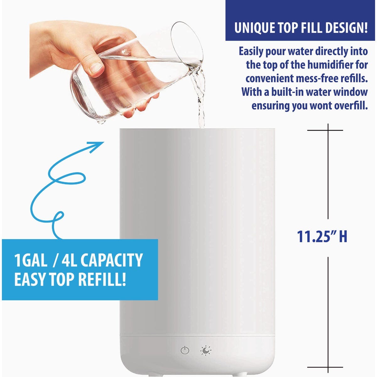 Bell+Howell 1 Gal. Top Fill Ultrasonic Color Changing Humidifier and Aroma Diffuser - photo 5 Bell+Howell 1 Gal. Top Fill Ultrasonic Color Changing Humidifier and Aroma Diffuser - photo 5
