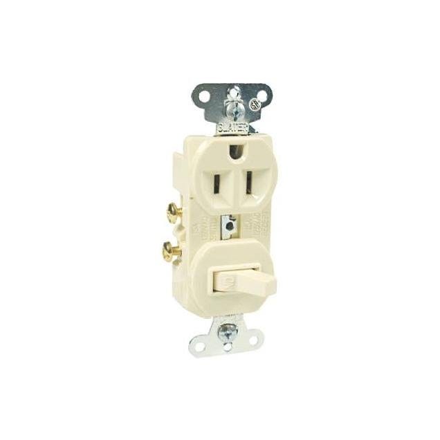 Legrand Pass & Seymour 15A 120V Combination Switch Receptacle, Ivory