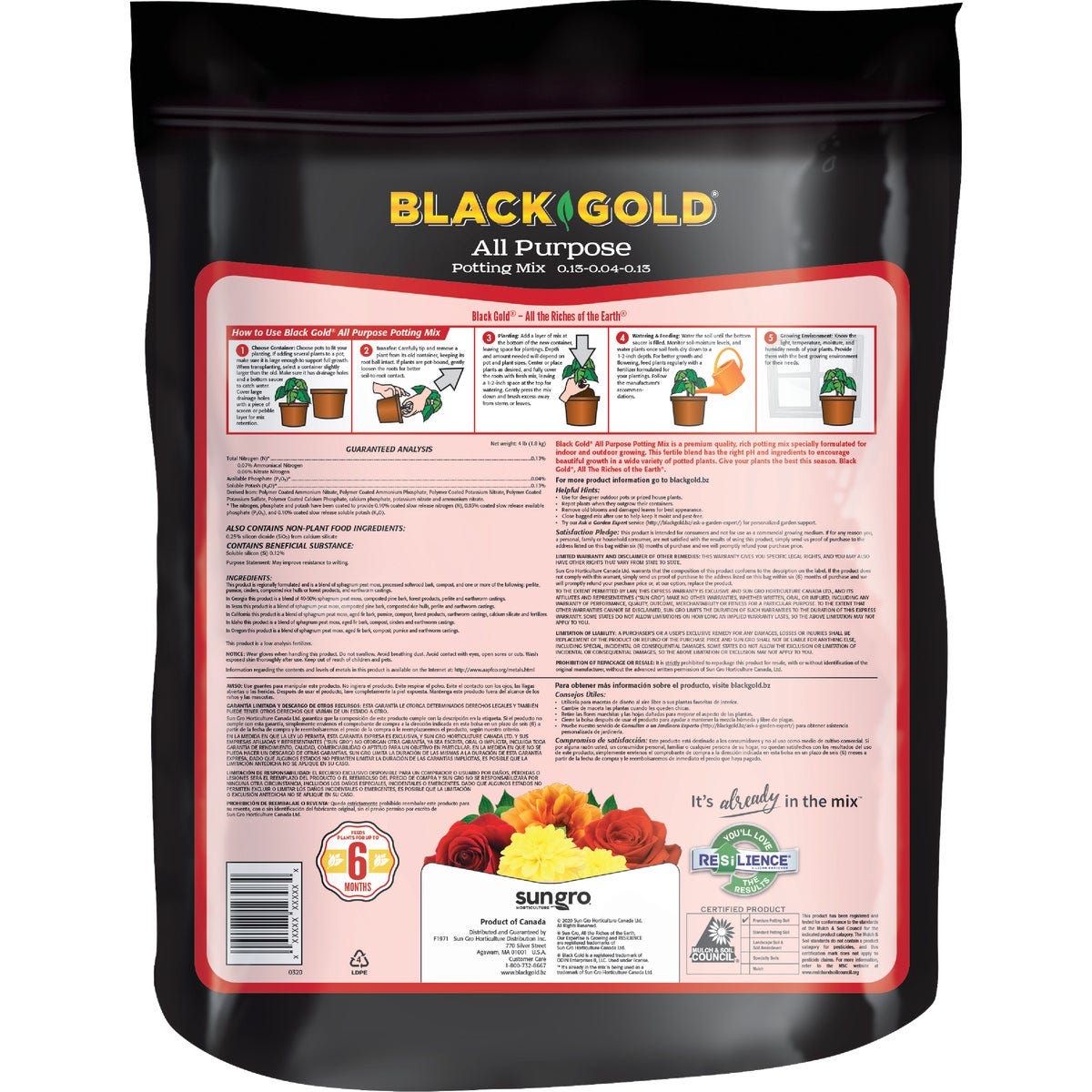 Black Gold 8 Qt. 6 Lb. All Purpose Potting Soil Mix - photo 2 Black Gold 8 Qt. 6 Lb. All Purpose Potting Soil Mix - photo 2