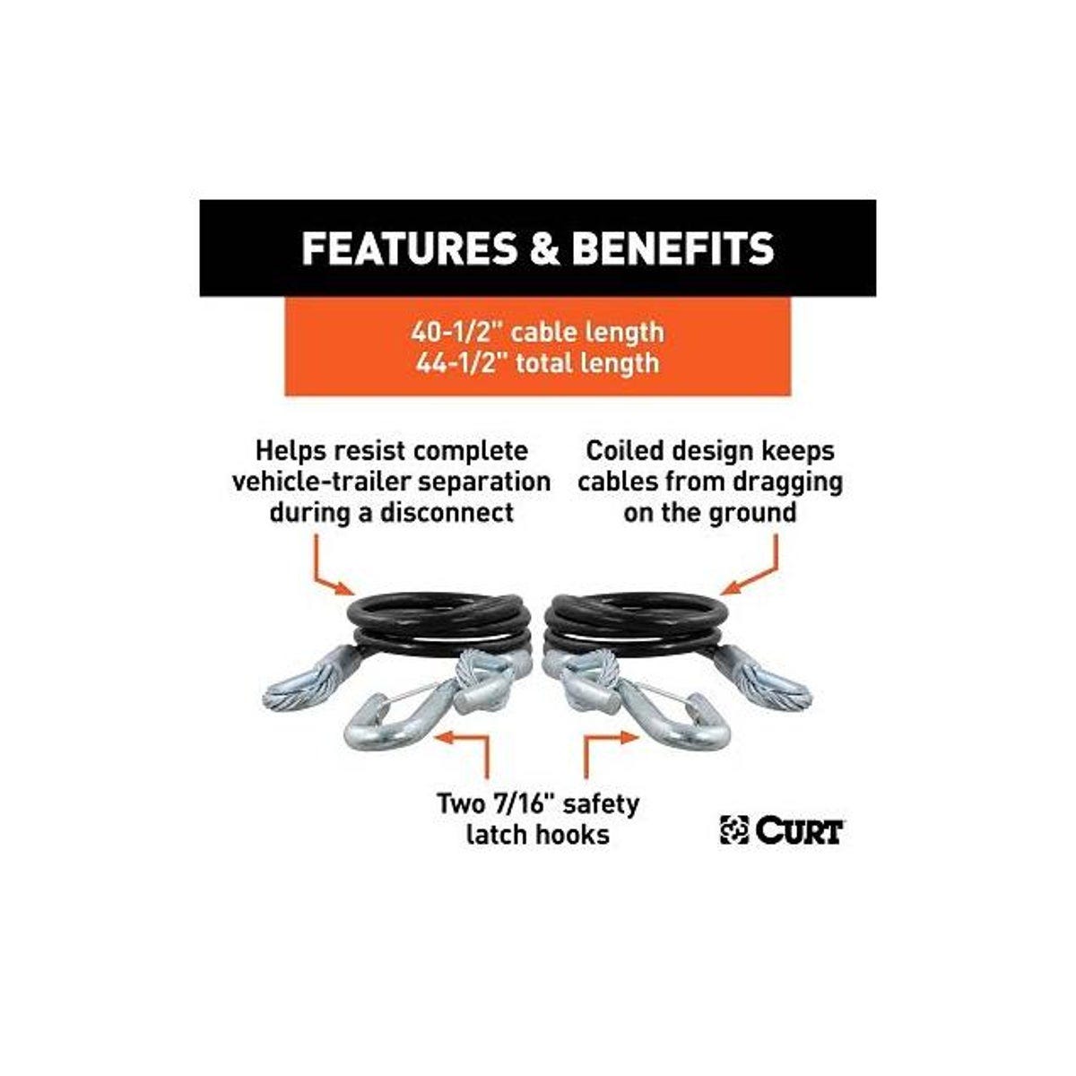 CURT 2-Pack 44-1/2 In. Vinyl-Coated Safety Cables, 5000 Lb. Strength - photo 2 CURT 2-Pack 44-1/2 In. Vinyl-Coated Safety Cables, 5000 Lb. Strength - photo 2