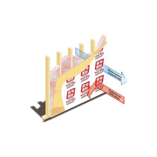 Grip-Rite House Wrap LWE Building Paper, 9 x 100 Ft. - photo 2 Grip-Rite House Wrap LWE Building Paper, 9 x 100 Ft. - photo 2