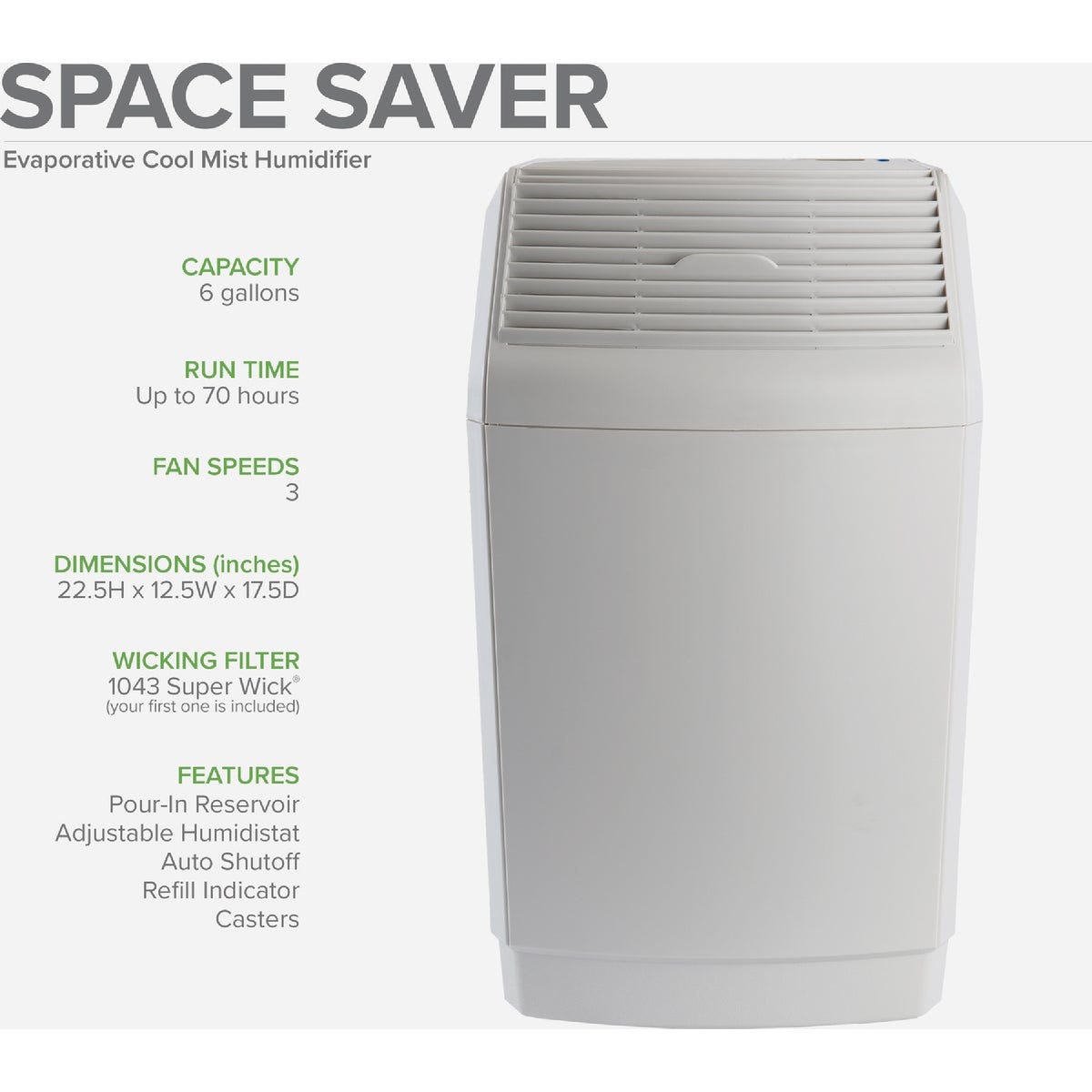 AirCare 6 Gal. Capacity 2700 Sq. Ft. Space Saver Evaporative Humidifier - photo 4 AirCare 6 Gal. Capacity 2700 Sq. Ft. Space Saver Evaporative Humidifier - photo 4