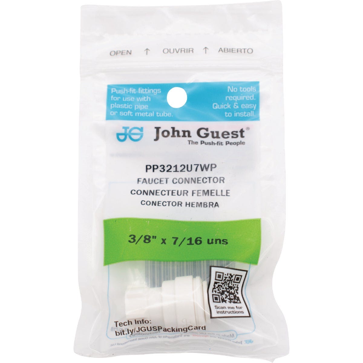 SharkBite John Guest 3/8 In. x 7/16 UNS Polypropylene Faucet Connector - photo 2 SharkBite John Guest 3/8 In. x 7/16 UNS Polypropylene Faucet Connector - photo 2