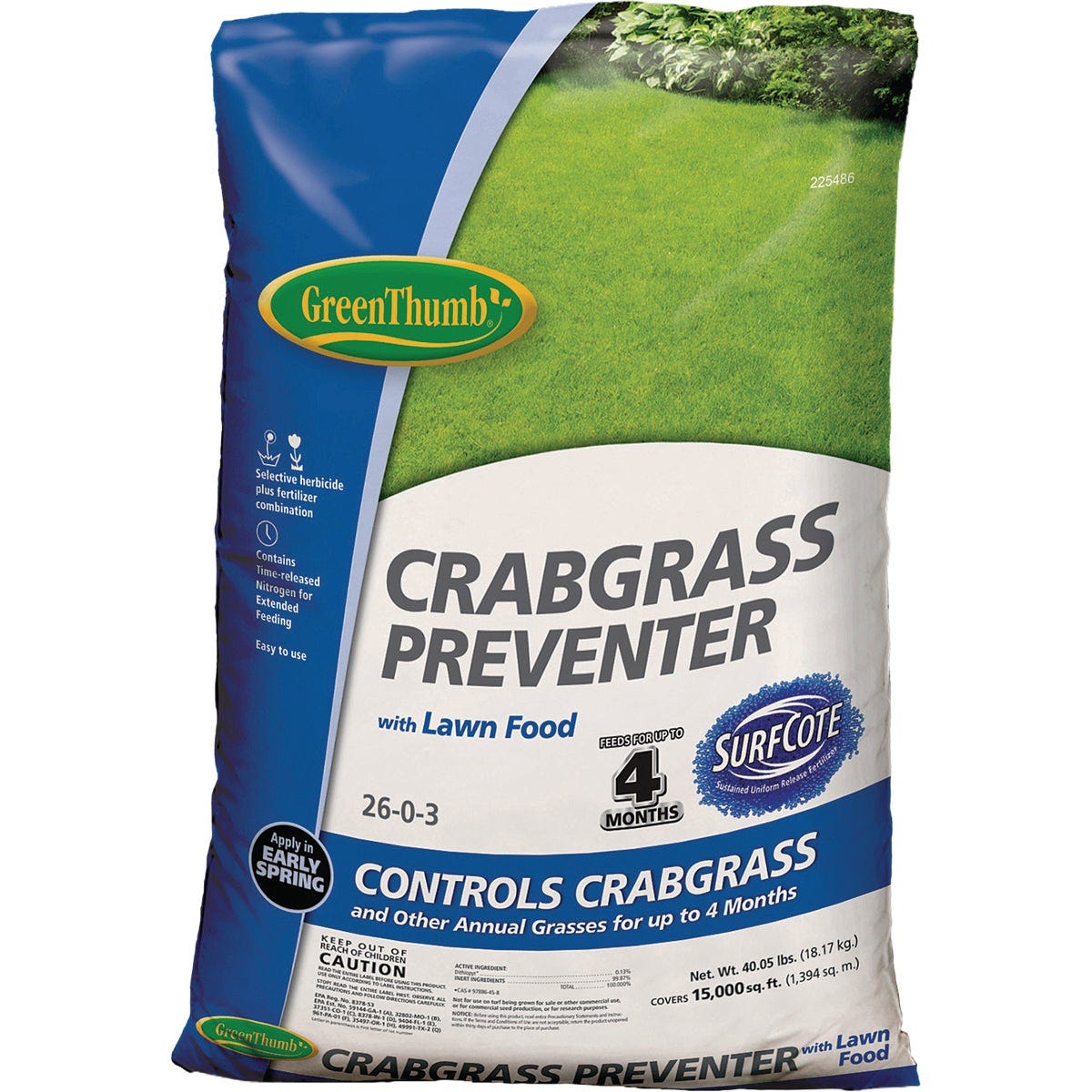 Green Thumb 40.05 Lb. 15,000 Sq. Ft. 26-0-3 Crabgrass Preventer With Lawn Food Green Thumb 40.05 Lb. 15,000 Sq. Ft. 26-0-3 Crabgrass Preventer With Lawn Food