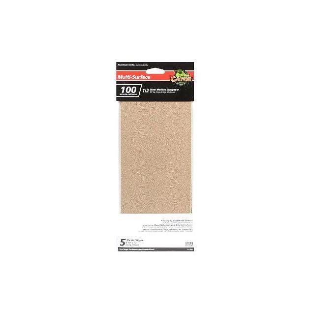 Gator 5-Pack 1/2-Sheet 100 Grit Sandpaper