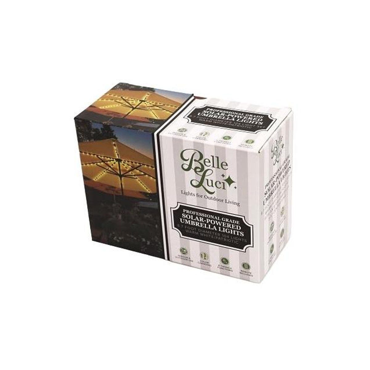 Holiday Bright Lights Warm White/Patriotic Belle Luci Solar Powered Umbrella Lights Holiday Bright Lights Warm White/Patriotic Belle Luci Solar Powered Umbrella Lights