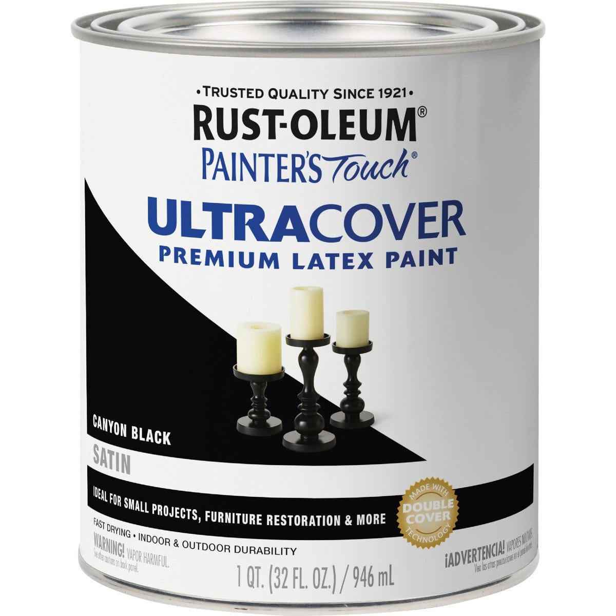 Rust-Oleum Painter's Touch 2X Ultra Cover Premium Latex Paint, Satin Canyon Black, 1 Qt. - photo 2