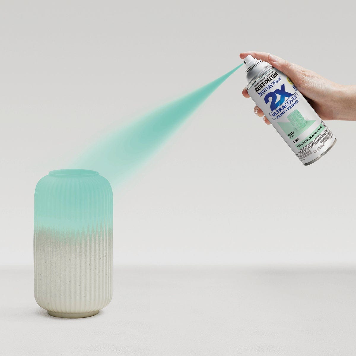 Rust-Oleum Painter's Touch 2X Ultra Cover 12 Oz. Gloss Paint + Primer Spray Paint, Ocean Mist - photo 7
