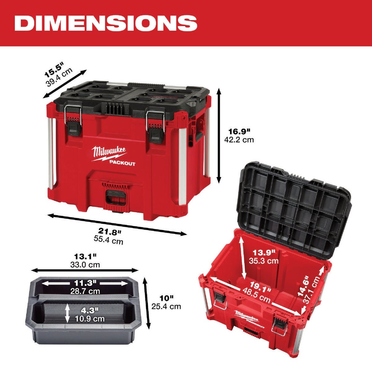 Milwaukee PACKOUT 16.25 In. x 22 In. XL Toolbox, 100 Lb. Capacity - photo 3 Milwaukee PACKOUT 16.25 In. x 22 In. XL Toolbox, 100 Lb. Capacity - photo 3
