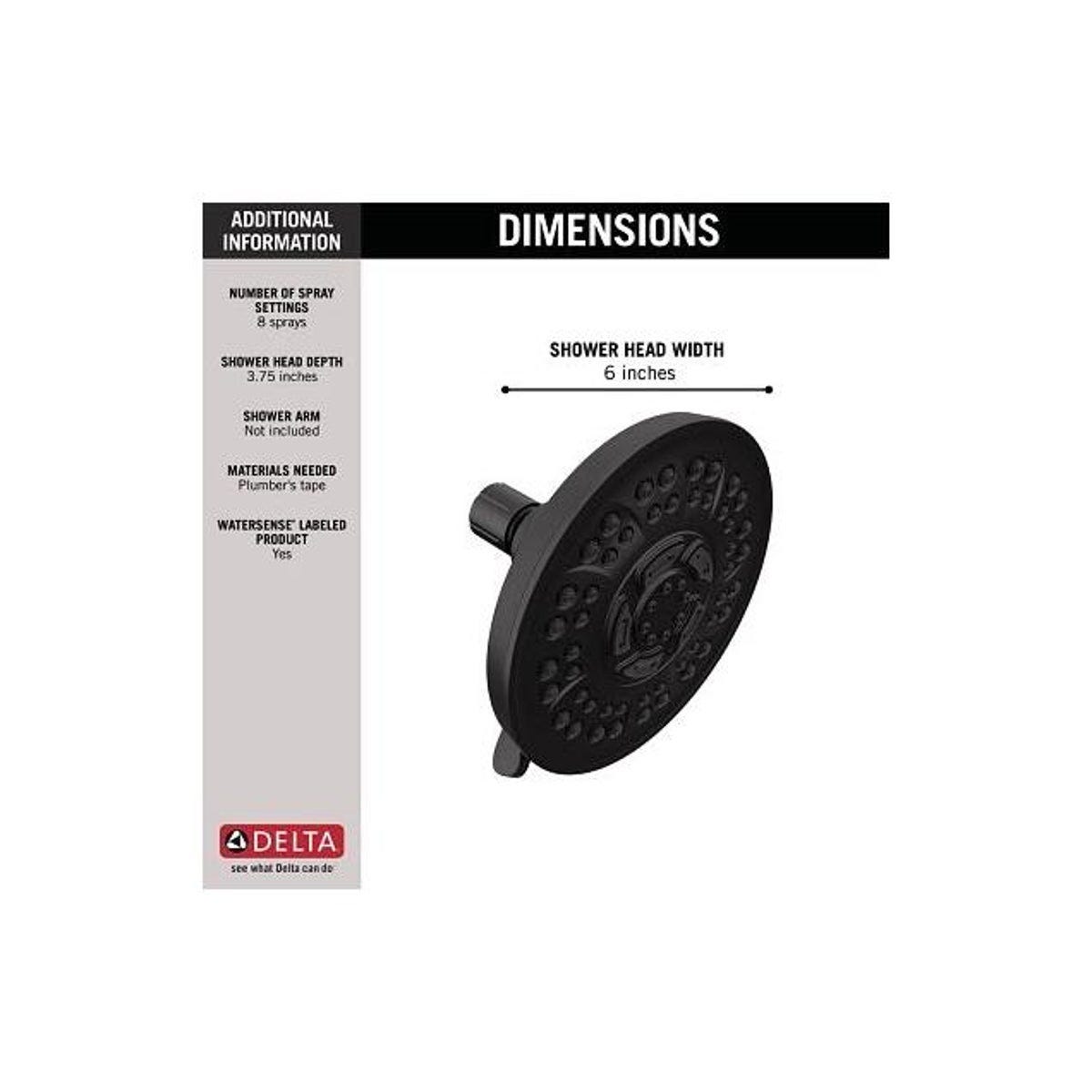 Delta Matte Black 8-Setting Shower Head - photo 2 Delta Matte Black 8-Setting Shower Head - photo 2