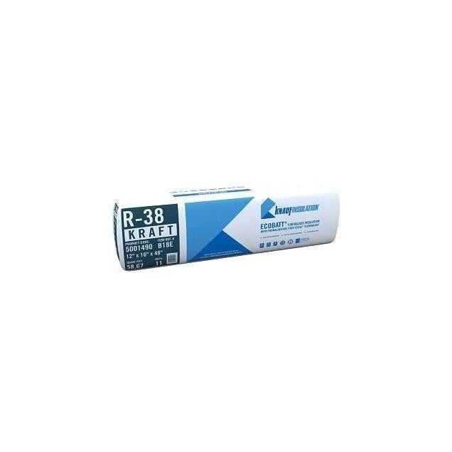 Knauf Insulation R-38 Kraft Faced Fiberglass Insulation Batt, 16 x 48 In.