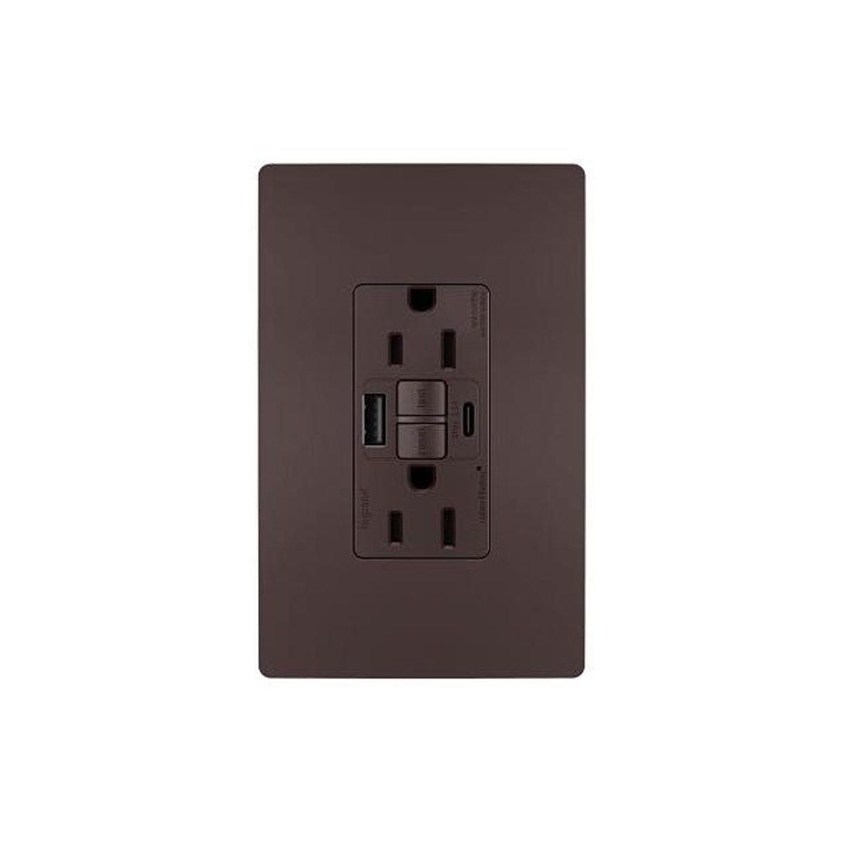 Legrand Pass & Seymour Radiant 15A Dark Bronze Tamper-Resistant Self-Test GFCI USB Type-A/C Outlet - photo 2