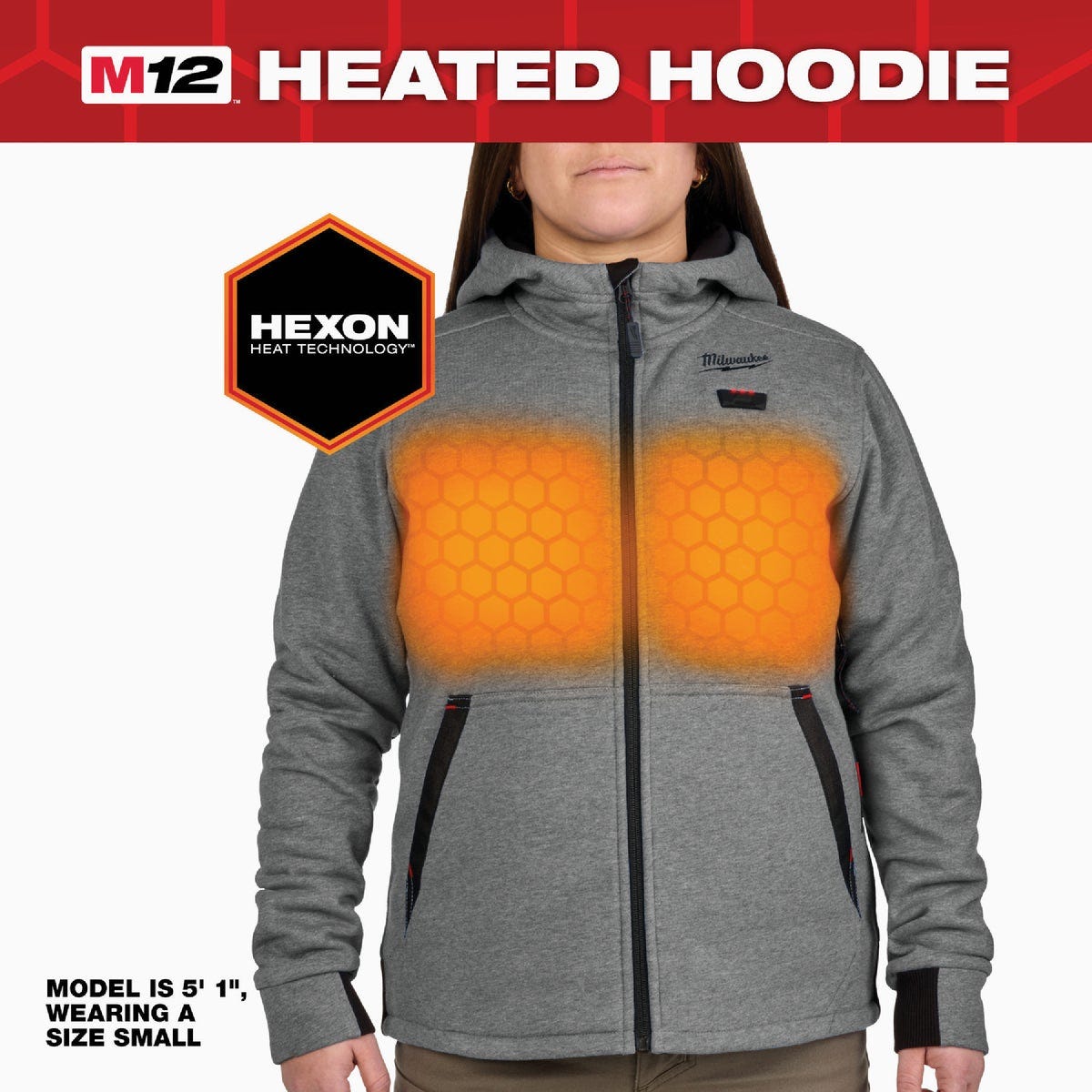 Milwaukee M12 Women's Medium Gray Full-Zip Heated Hoodie Kit - photo 5