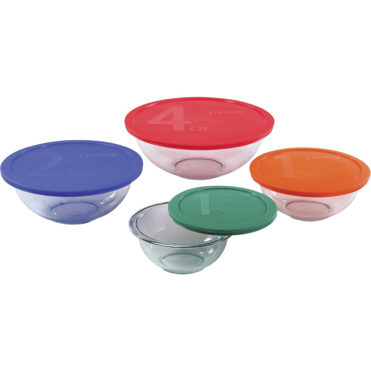 Pyrex Smart Essentials Covered Glass Pyrex Bowl Set (6-Piece)