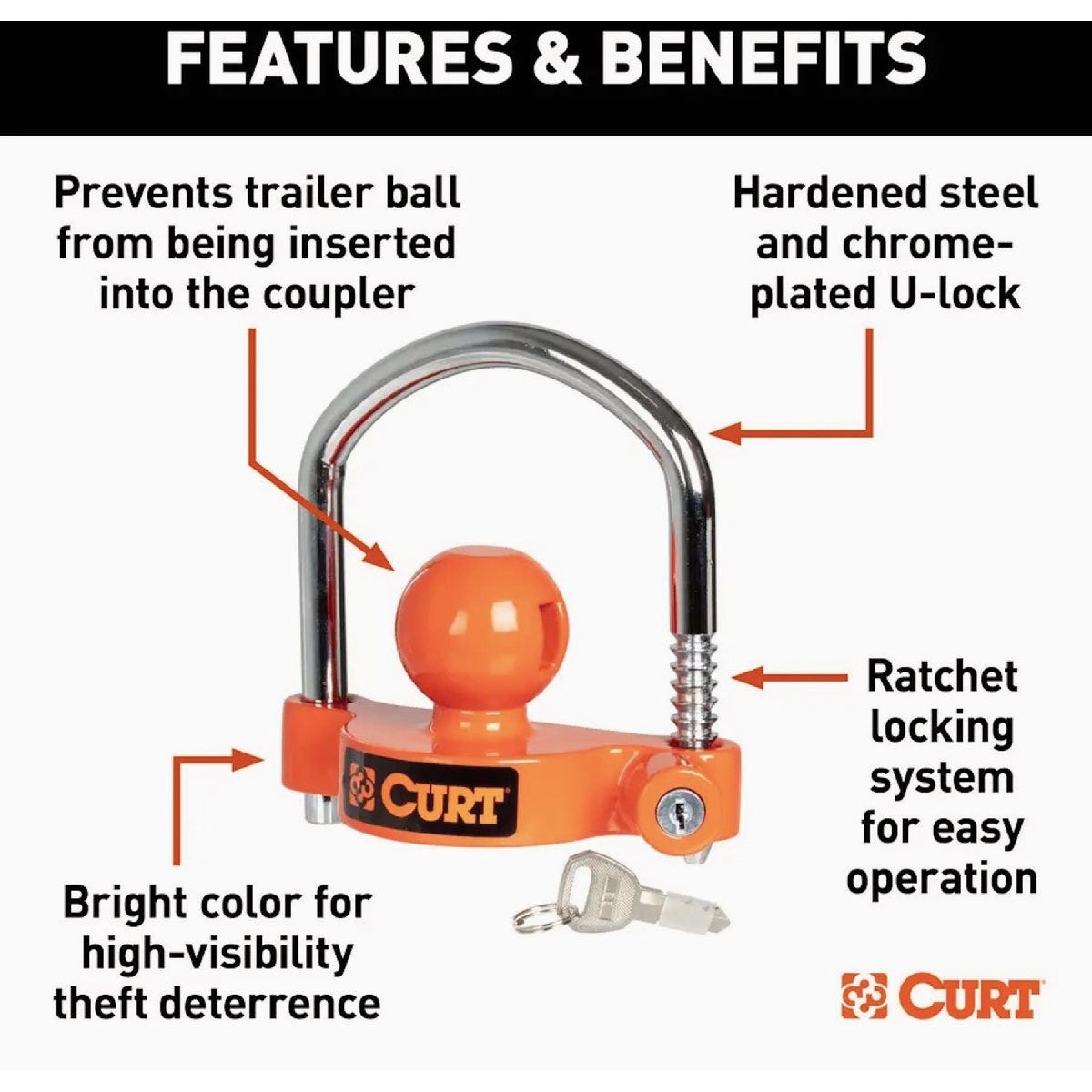 CURT 1-7/8 to 2-5/16 In. Universal Trailer Coupler Lock - photo 4