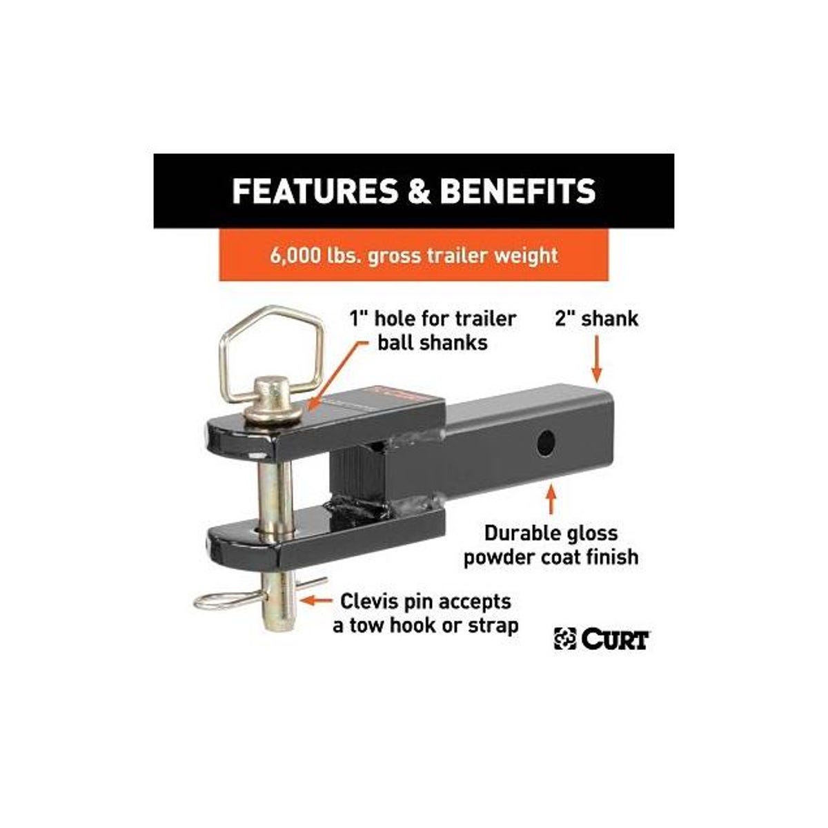 CURT Clevis Pin Hitch Ball Mount, 6,000 Lb. Load - photo 2