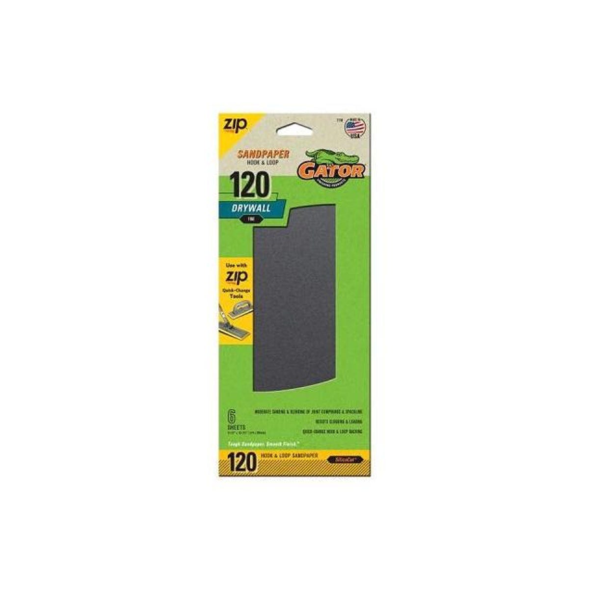 Gator Grit 120 Grit Drywall Hook & Loop Sandpaper (6-Pack)
