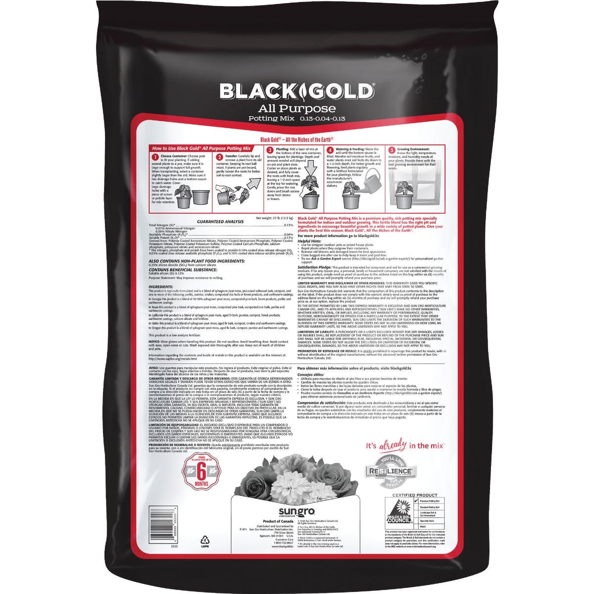 Black Gold 2 Cu. Ft. 47-1/2 Lb. All Purpose Potting Soil Mix - photo 2