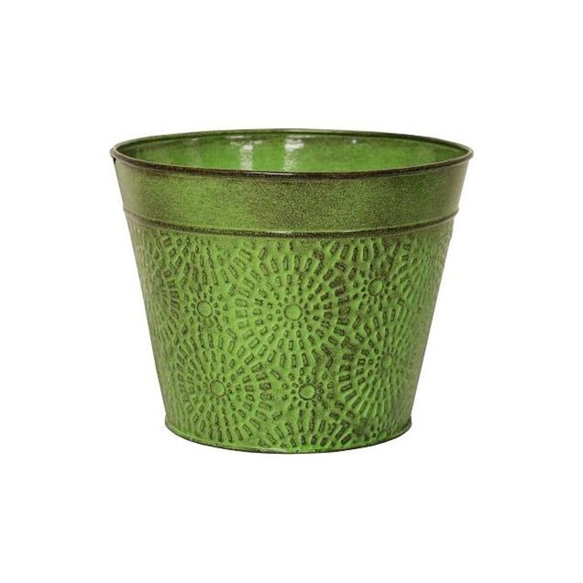 Robert Allen IronLite 8 In. Embossed Sweet Pea Green Sheet Metal Cove Planter Robert Allen IronLite 8 In. Embossed Sweet Pea Green Sheet Metal Cove Planter