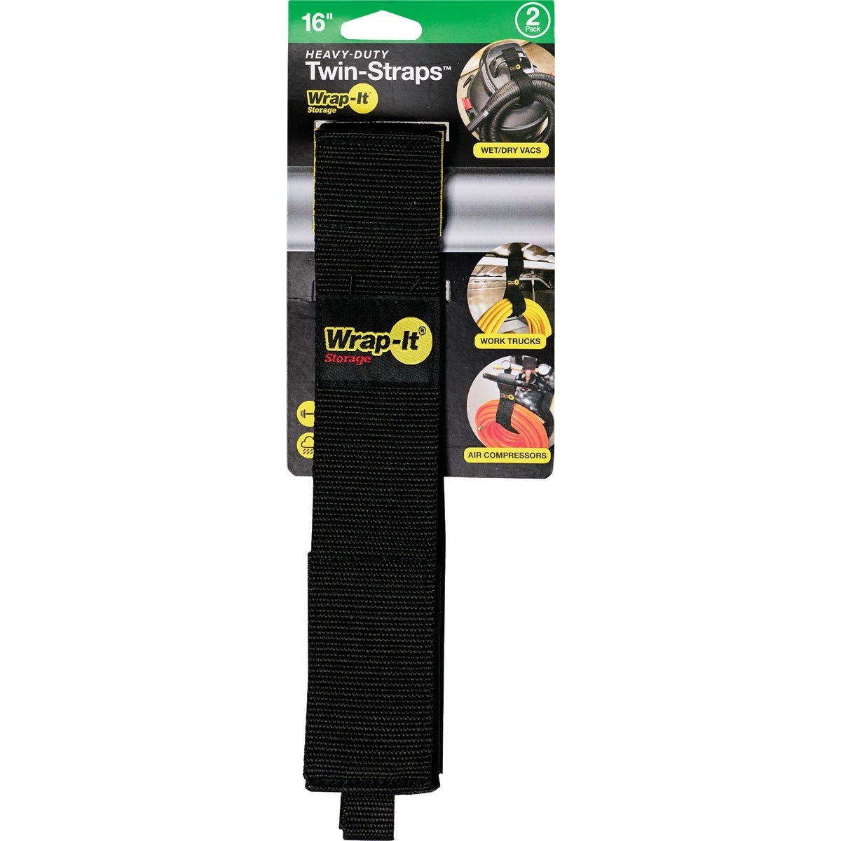 Wrap-It Storage Twin-Straps 16 In. Dual Ended Hook & Loop Hanging Strap (2-Pack)
