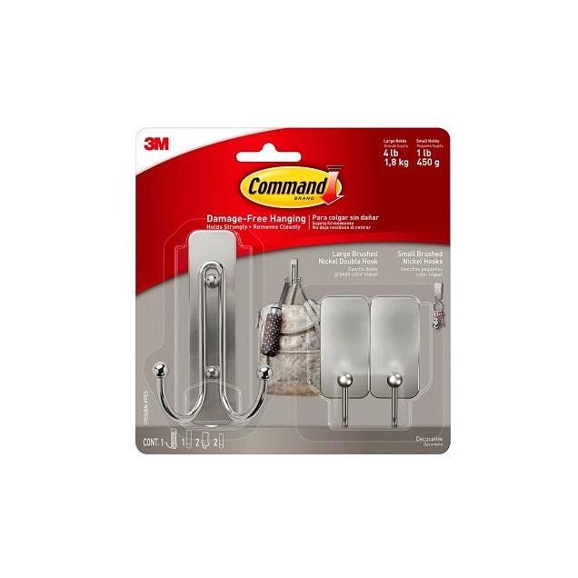 3M Command Brushed Nickel Hooks 3M Command Brushed Nickel Hooks