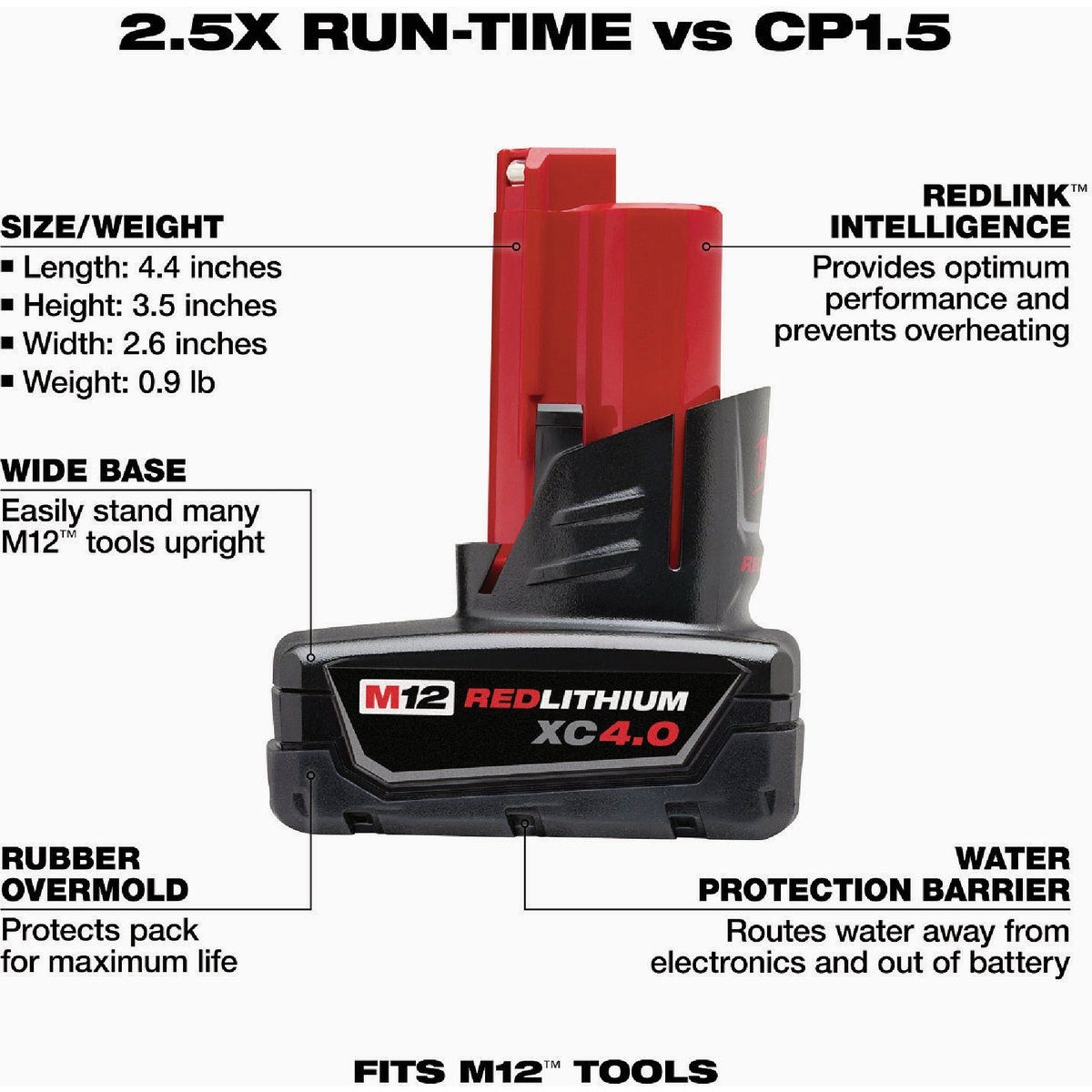 Milwaukee M12 REDLITHIUM XC 4.0 Ah Battery Pack (2-Pack) - photo 4 Milwaukee M12 REDLITHIUM XC 4.0 Ah Battery Pack (2-Pack) - photo 4