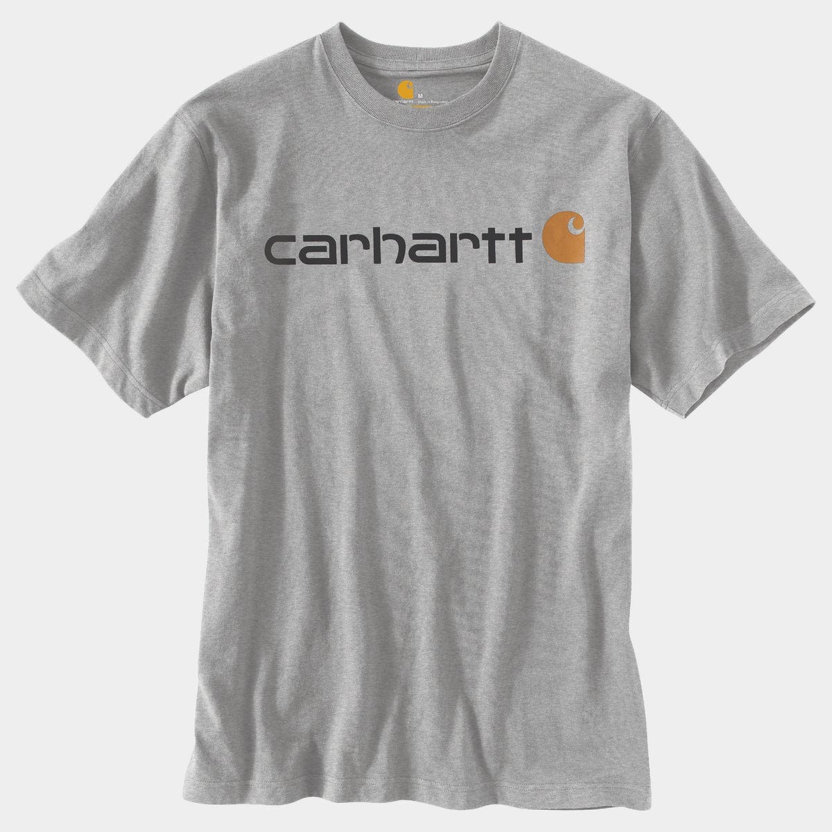 Carhartt Men's S Regular Heather Gray Heavyweight Short Sleeve Logo Graphic T-Shirt, Loose Fit-