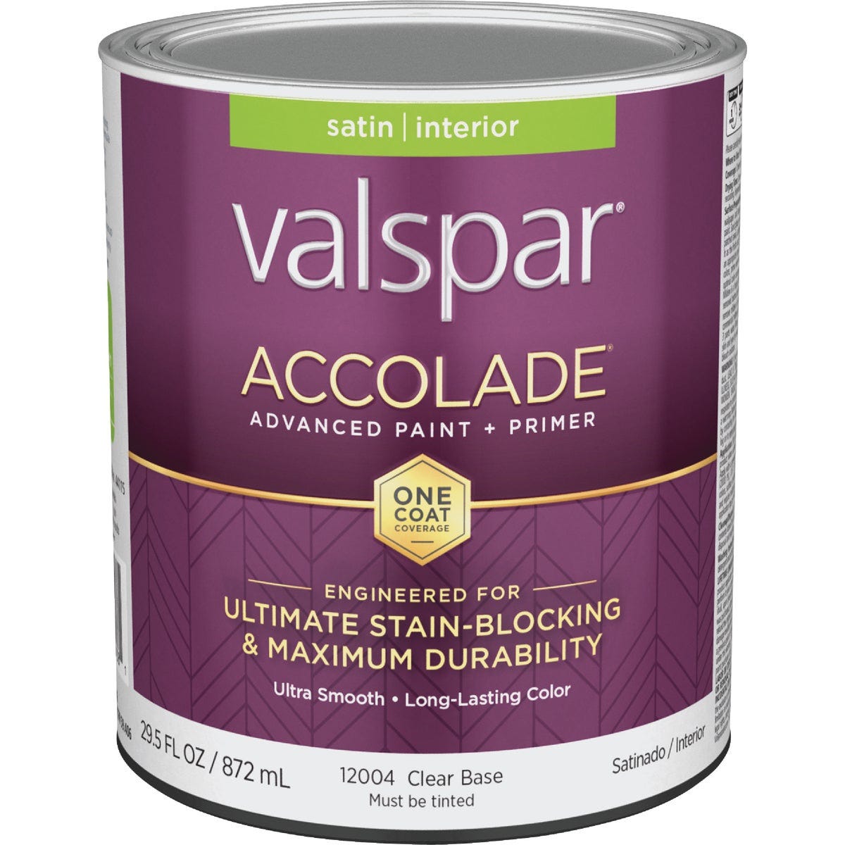 Valspar Accolade Super Premium 100% Acrylic Paint & Primer Satin Interior Wall Paint, Clear Base, 1 Qt.