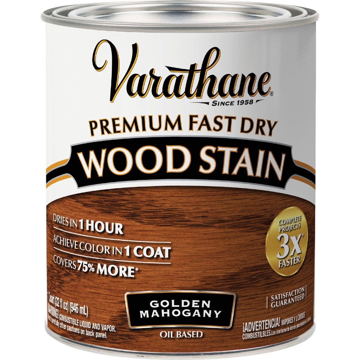 Varathane Fast Dry Golden Mahogany Urethane Modified Alkyd Interior Wood Stain, 1 Qt.