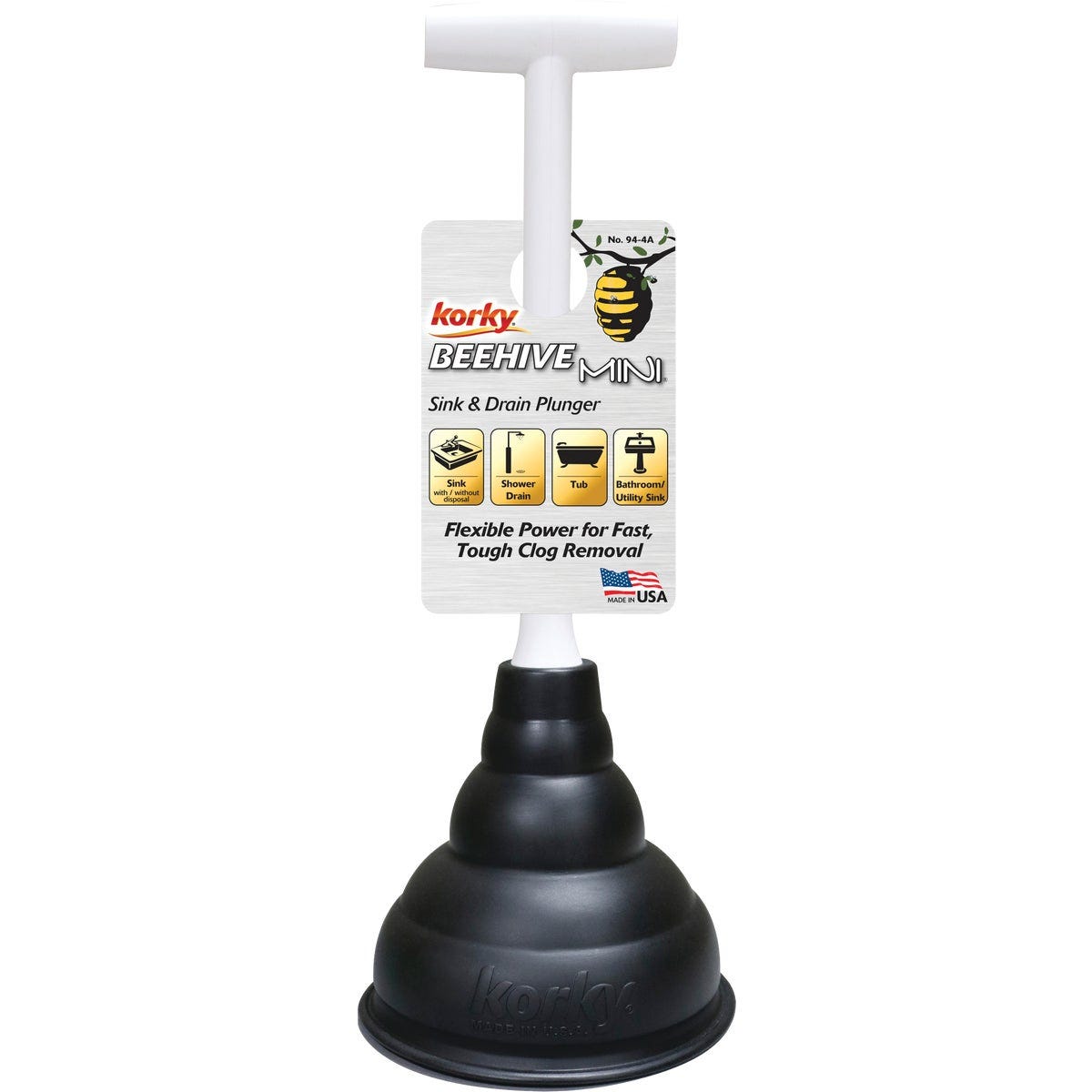 Korky BEEHIVE 5-1/2 In. Mini Sink & Drain Plunger
