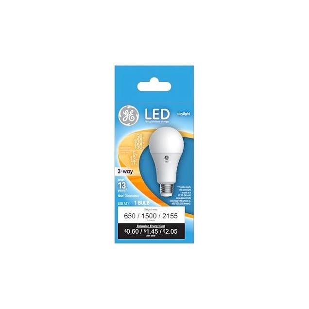GE 5/12/17W Daylight A19 Medium Base 3-Way LED Light Bulb GE 5/12/17W Daylight A19 Medium Base 3-Way LED Light Bulb