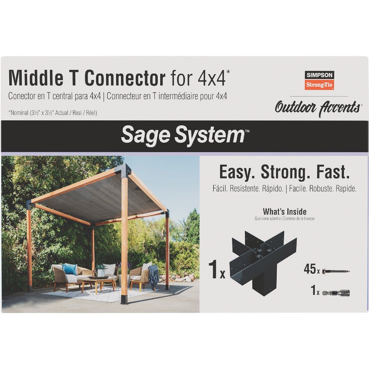 Simpson Strong-Tie Outdoor Accents Sage System Black Powder-Coated Middle-T Connector for 4x4 with Screws - photo 5