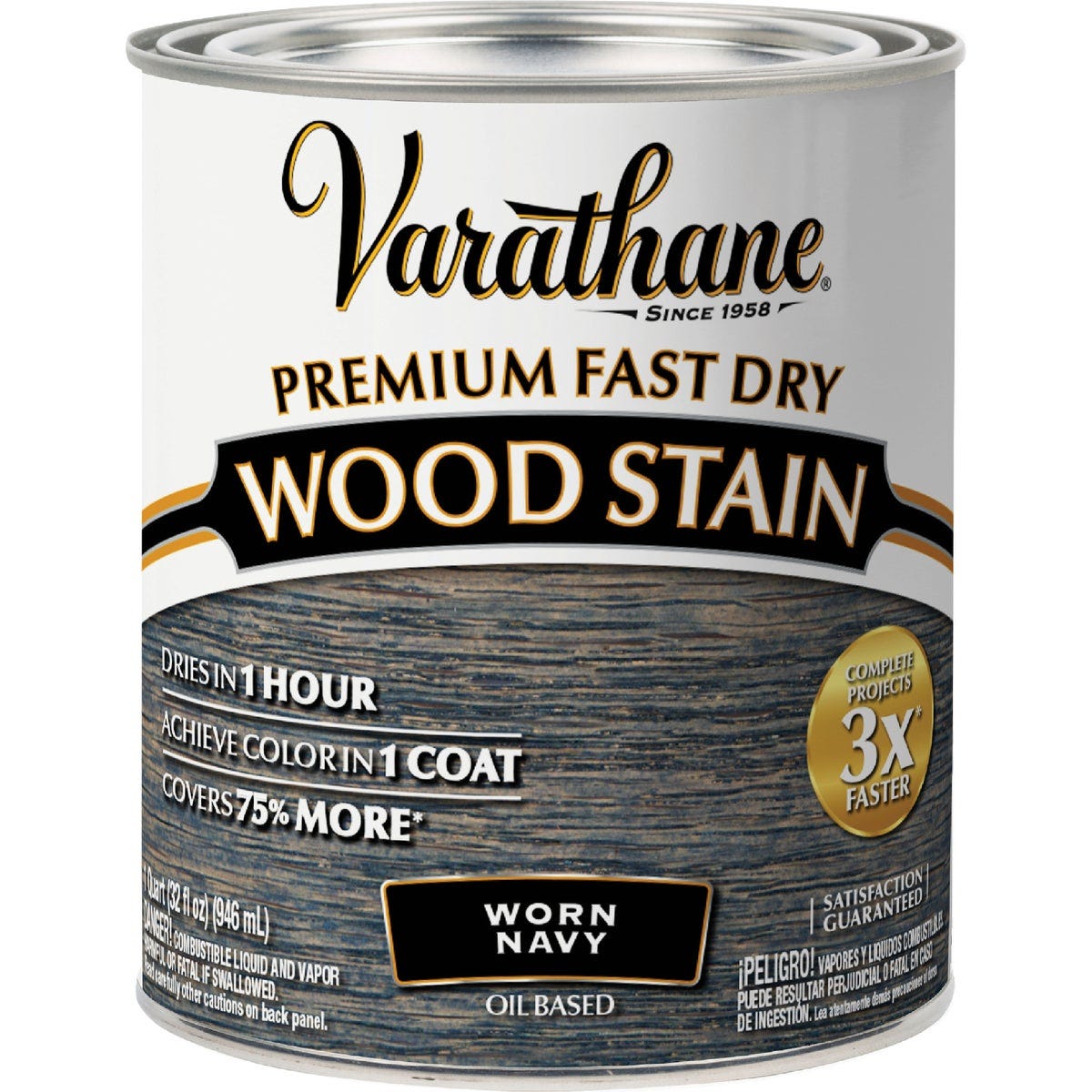 Varathane Fast Dry Worn Navy Urethane Modified Alkyd Interior Wood Stain, 1 Qt.