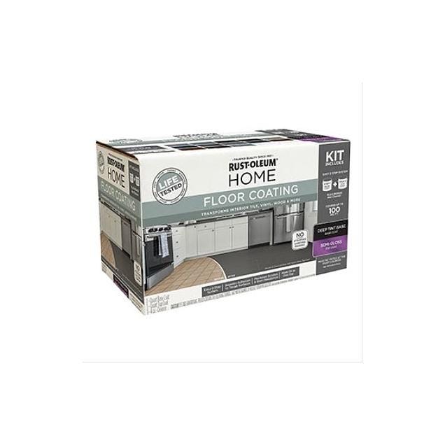 Rust-Oleum HOME All In-One Floor Coating 2-Step Kit, Semi-Gloss Deep Base + Top Coat Rust-Oleum HOME All In-One Floor Coating 2-Step Kit, Semi-Gloss Deep Base + Top Coat