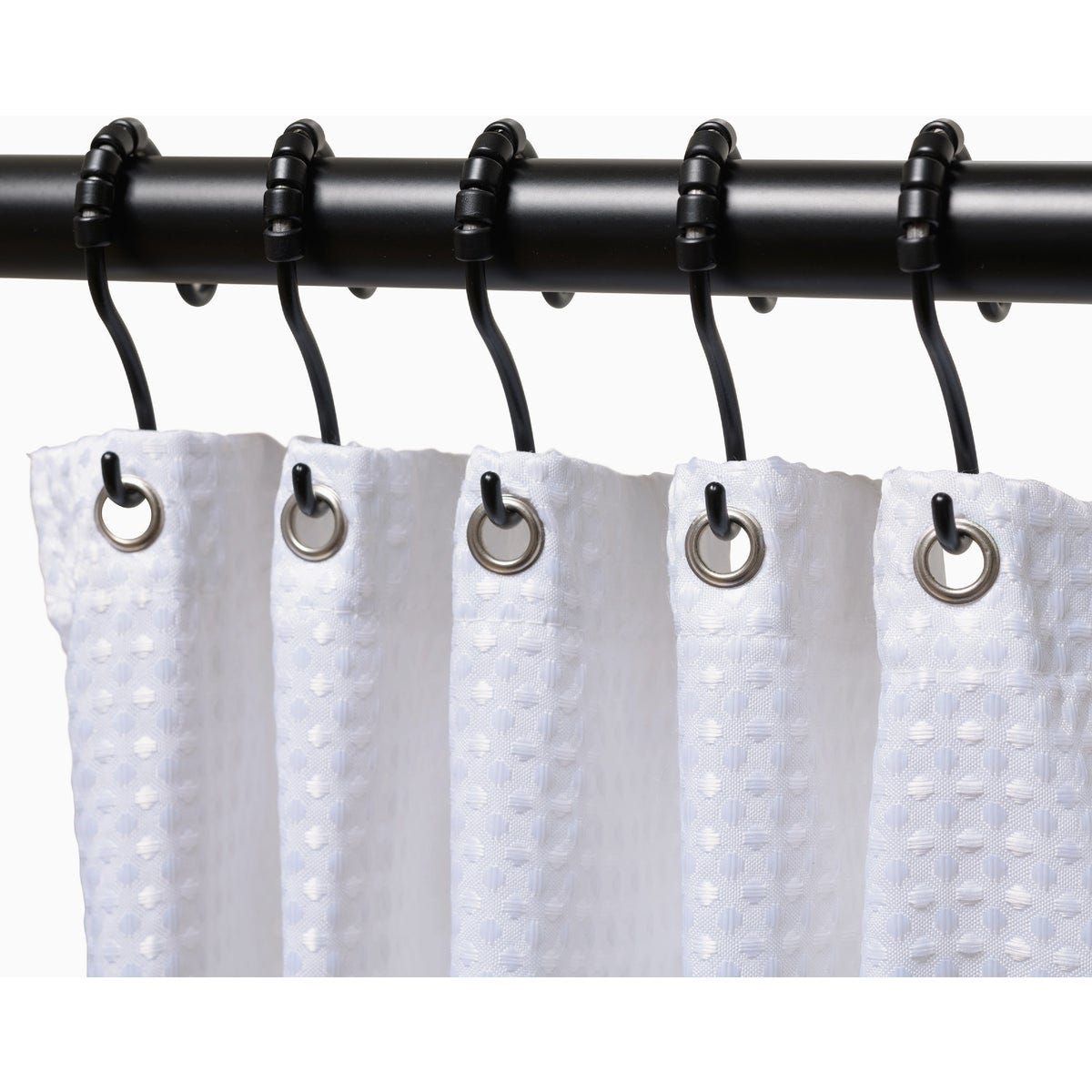 Zenna Home Rustproof Matte Black Double Roller Shower Curtain Hooks (12-Count) - photo 4 Zenna Home Rustproof Matte Black Double Roller Shower Curtain Hooks (12-Count) - photo 4