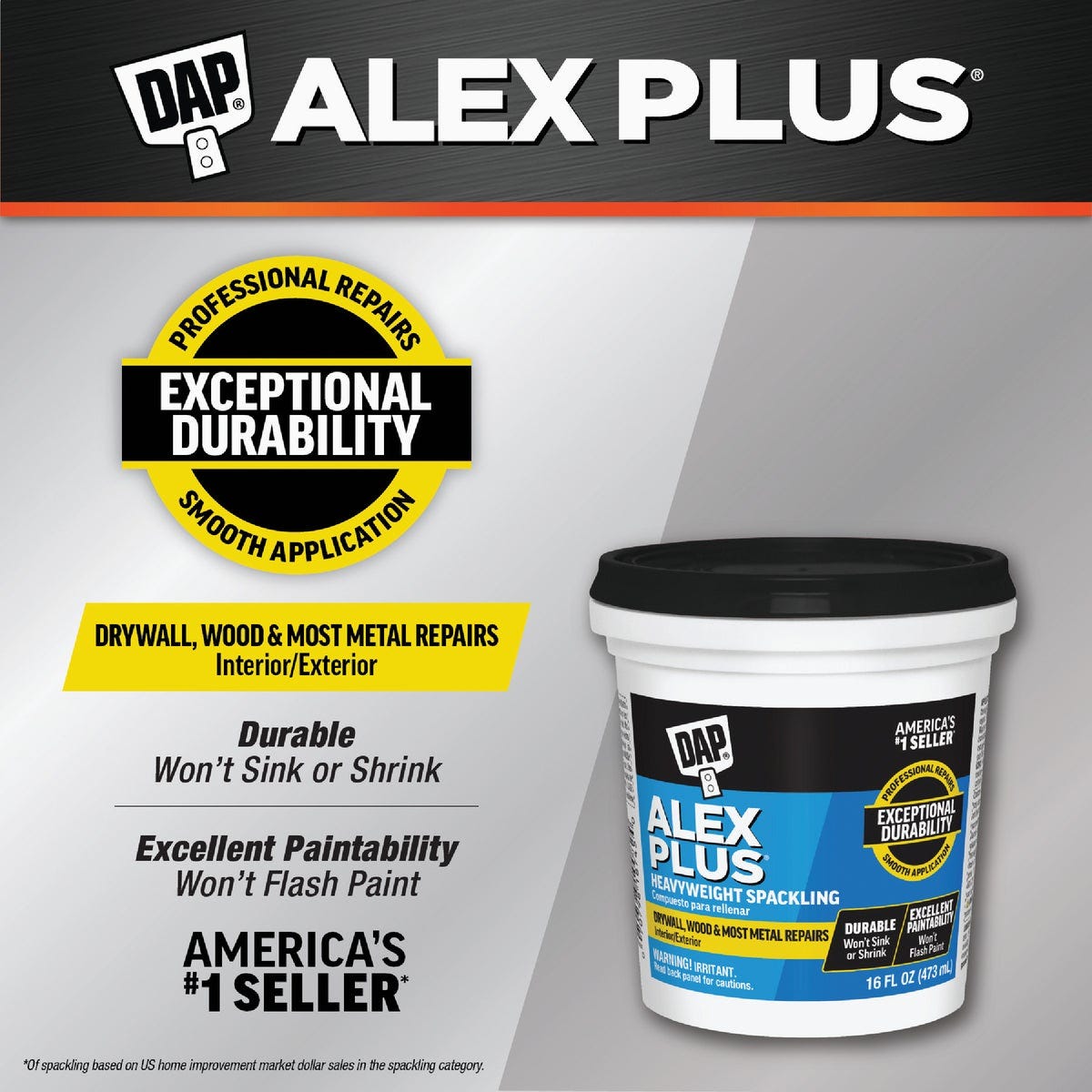 DAP ALEX PLUS 16 Oz. Professional Latex Spackling - photo 2 DAP ALEX PLUS 16 Oz. Professional Latex Spackling - photo 2