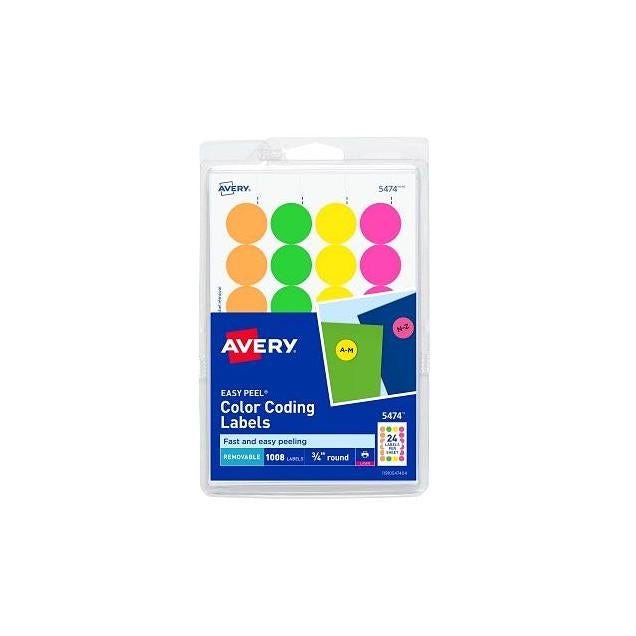 Avery 3/4 In. Round Removable Neon Color Coding Labels (1008-Pack) Avery 3/4 In. Round Removable Neon Color Coding Labels (1008-Pack)
